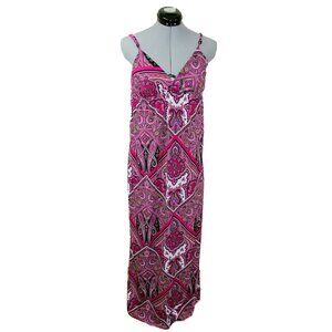 VINTAGE WET SEAL XL Pink Maxi Dress y2k Flowy Handkerchief Fairy Boho Gypsy